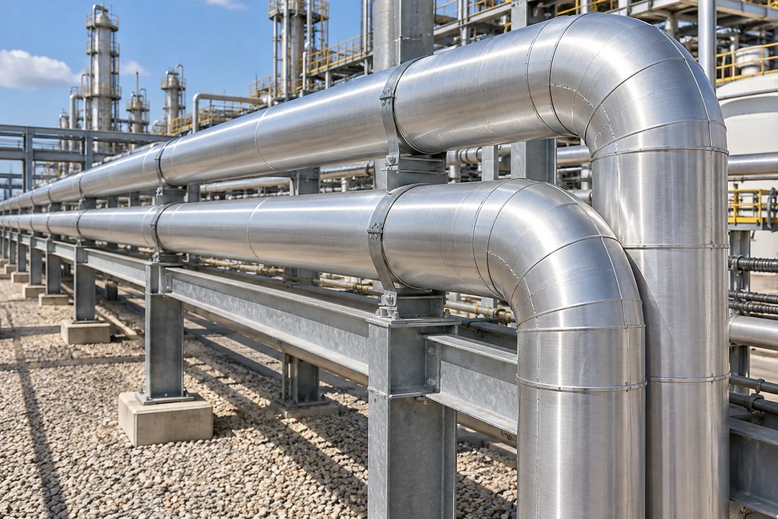 Industrial insulation materials installed on process piping