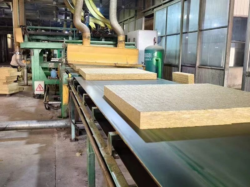 Rock wool board cutting and production line