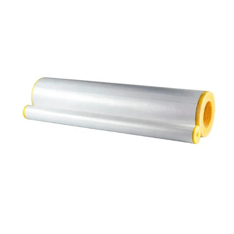 Preformed glass wool pipe insulation section