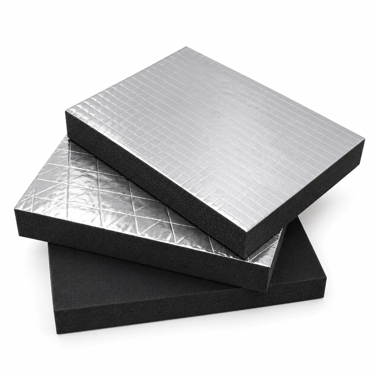 Reinforced foil faced rubber foam insulation board