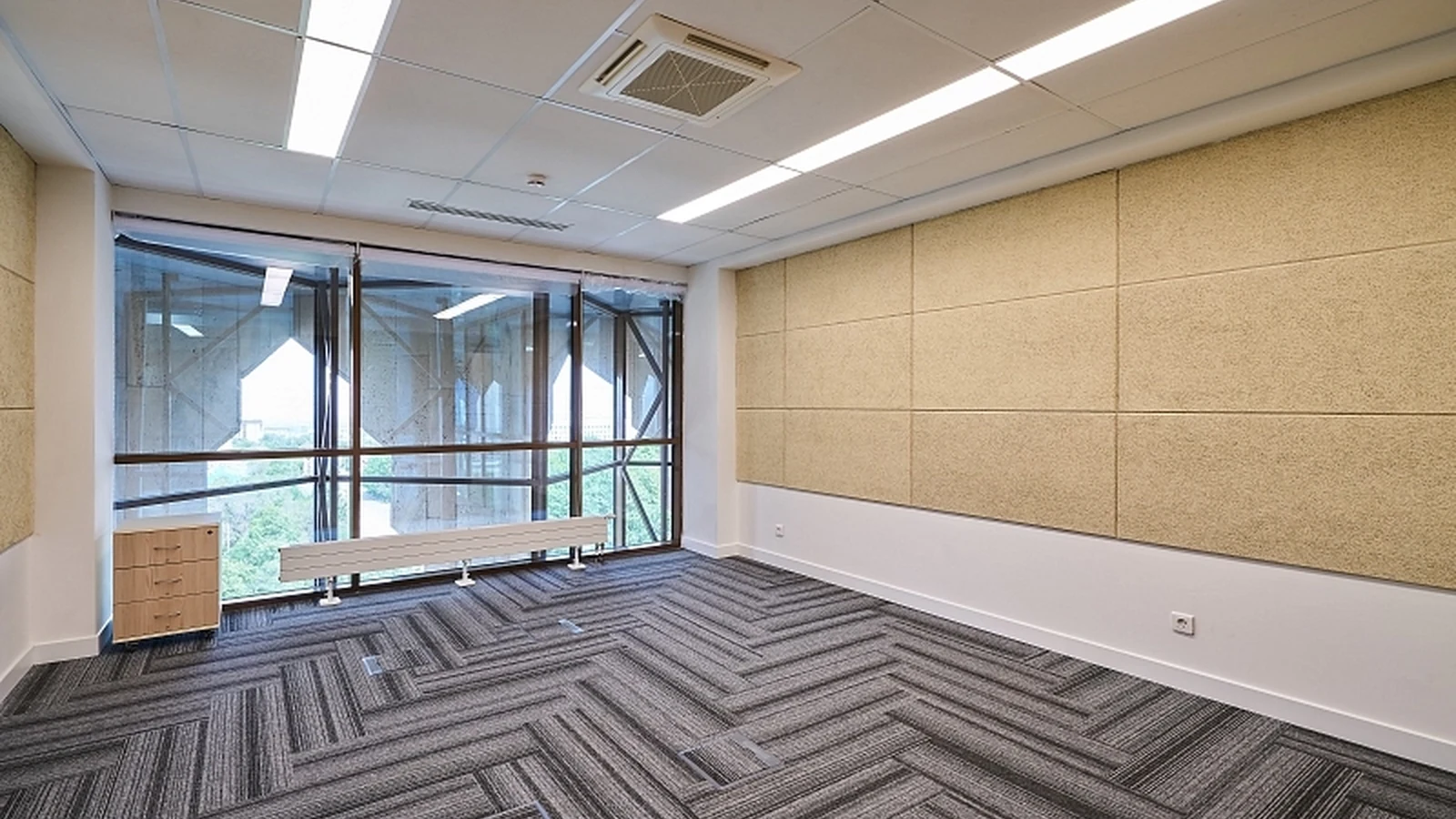 Acoustic panels for office interior walls and ceilings