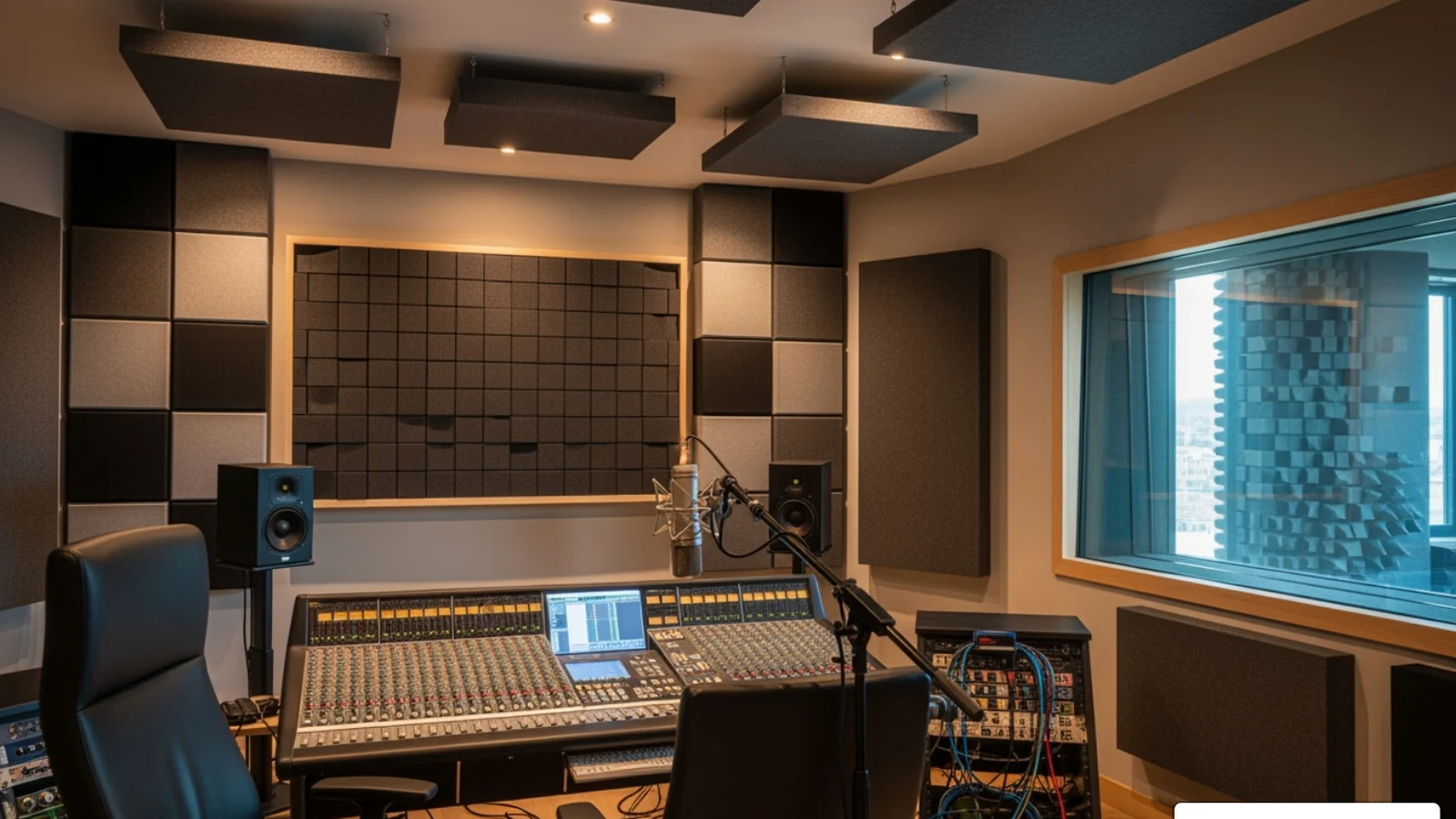 Recording studio wall and ceiling acoustic panel treatment